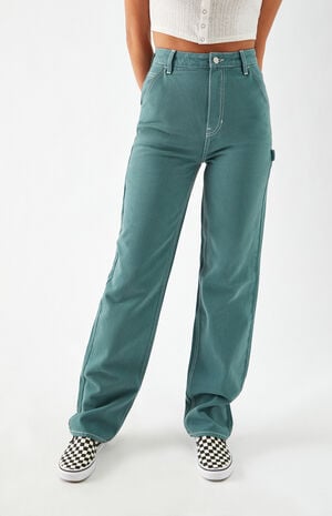 Ocean Green '90s Boyfriend Carpenter Pants image number 2