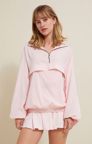 Active Pink Half Zip Windbreaker Track Jacket image number 1
