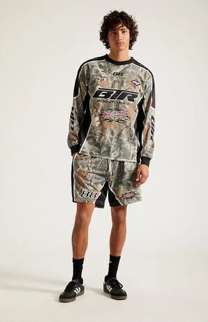 Camo Mesh Embroidered Shorts image number 6