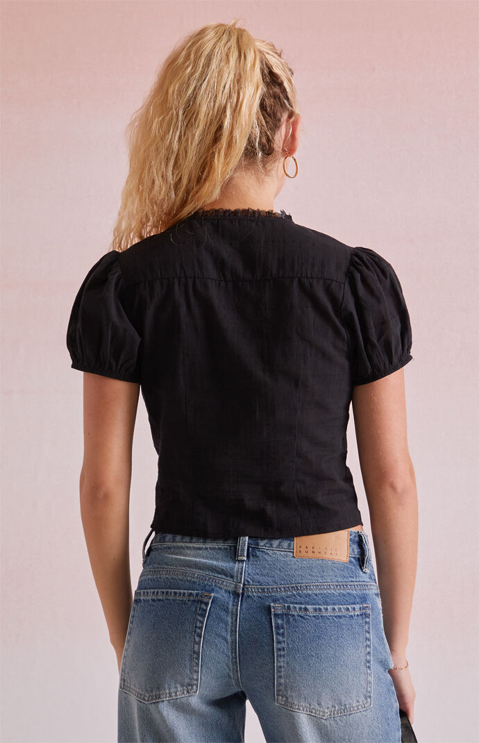 Beverly and Beck Gabbie Lace Up Short Sleeve Top | Pacsun