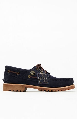 Navy Suede 3-Eye Classic Lug Boat Shoes image number 1