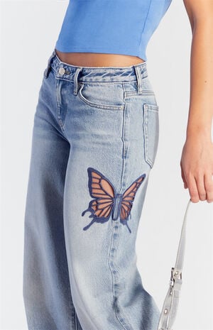 Casey Low Rise Baggy Jeans Butterfly Applique image number 1