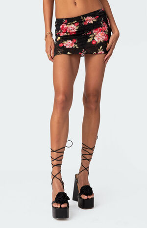 Portofino Printed Sheer Lace Mini Skirt image number 3