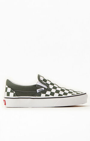 Green Checkered Classic Slip-On Sneakers image number 2