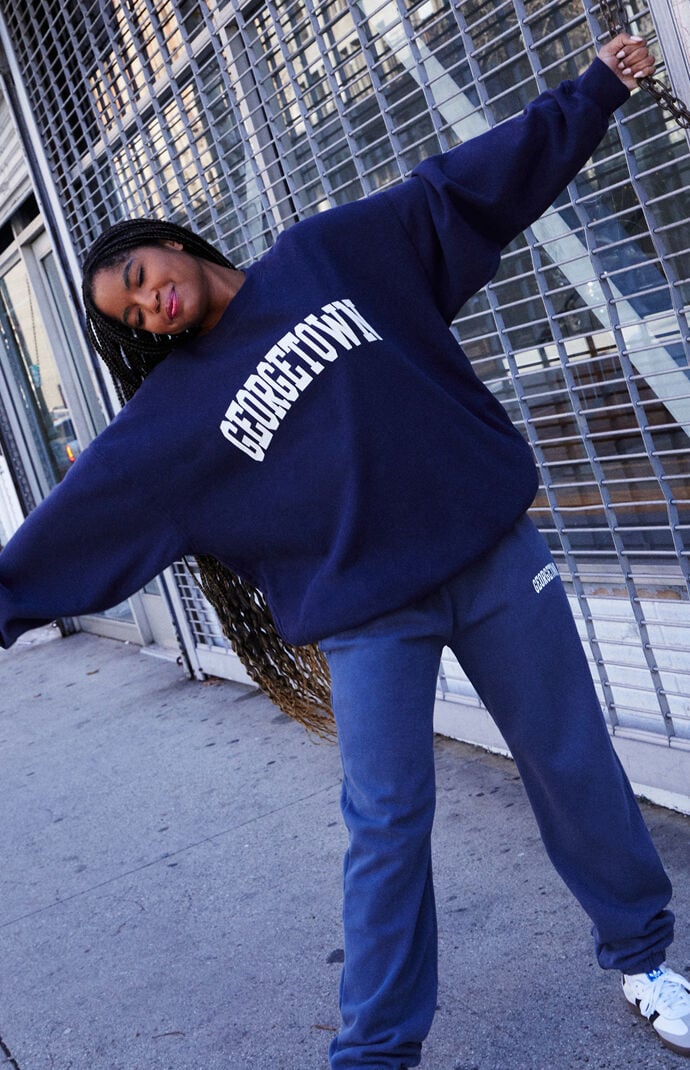 John Galt Navy Erica Georgetown Crew Neck Sweatshirt PacSun