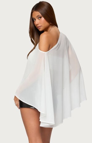 Sheer Chiffon Asymmetric Poncho image number 3