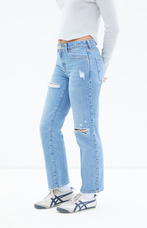 Medium Indigo Ripped '90s Straight Leg Jeans image number 3