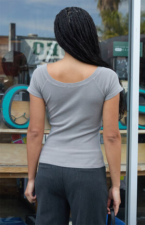 Light Gray Ginny Off-The-Shoulder Top image number 3