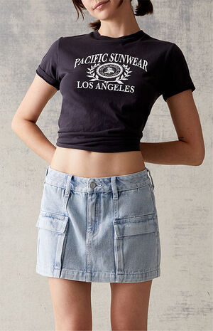 Light Blue Denim Cargo Mini Skirt image number 2