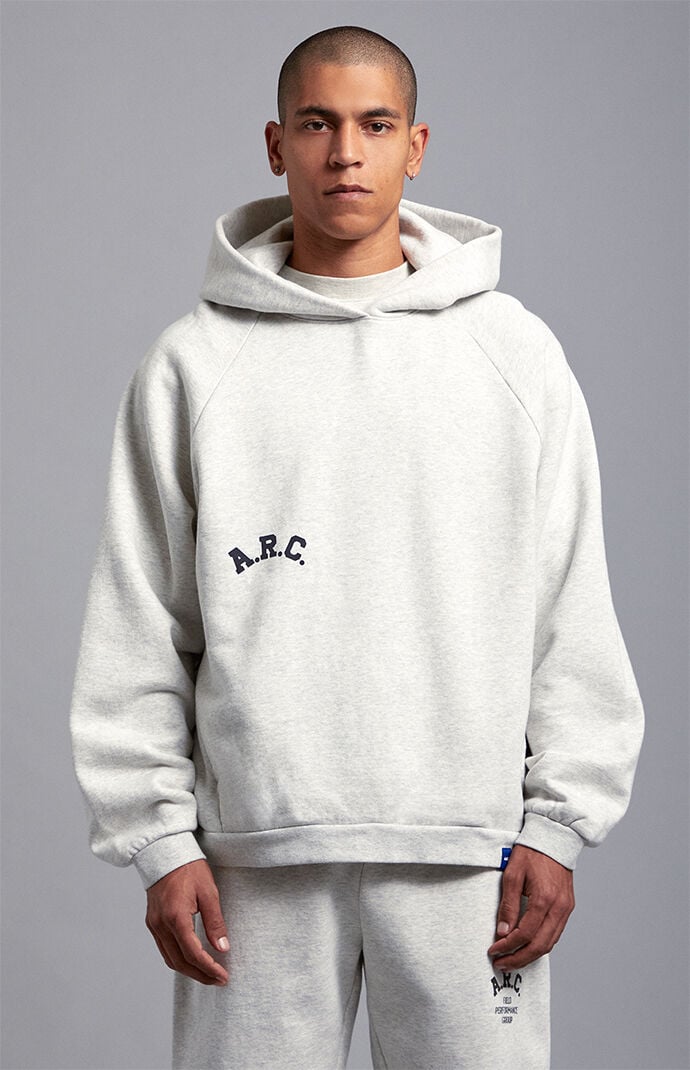 A.R.C. Heather Grey Field Applique Heavyweight Fleece Hoodie