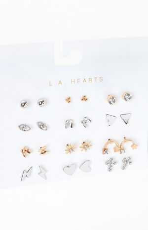 12 Pack Mixed Metal Earrings image number 4