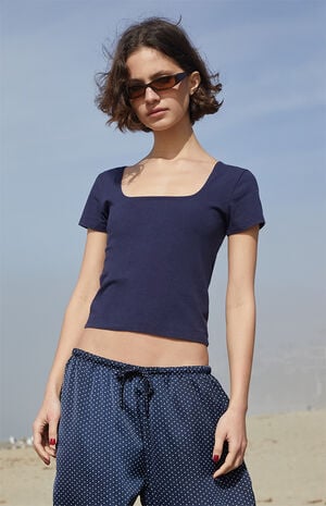 Navy Brenna Short Sleeve Top image number 1