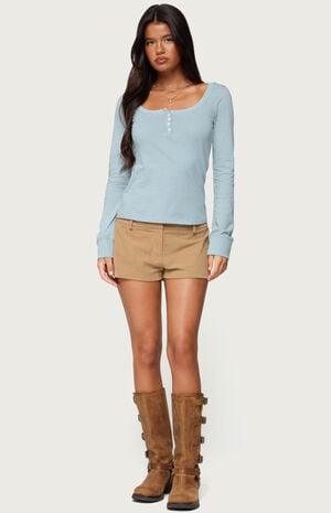 Steffey Scoop Neck Henley Top image number 4