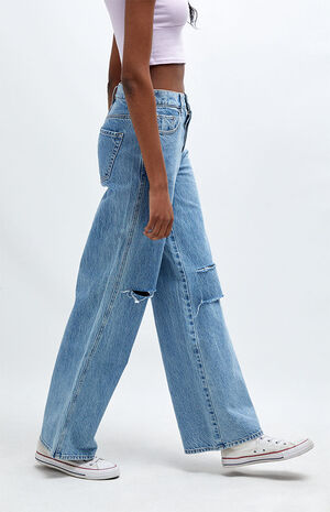 Eco Distressed High Waisted Baggy Jeans image number 3