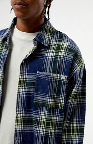 Blue Plaid Long Sleeve Flannel Shirt image number 2