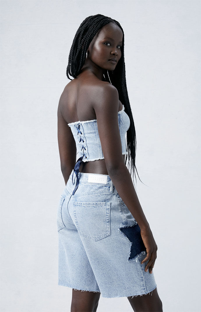 Pacsun Light Indigo Supernova Baggy Jorts | Pacsun