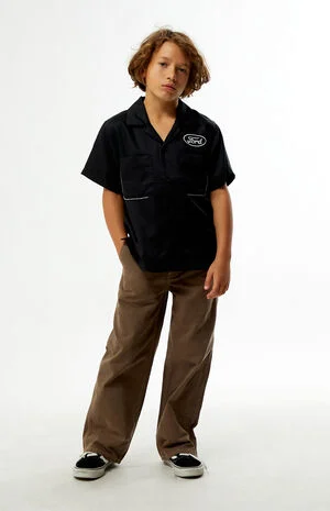 Kids Pick Stitch Cropped Camp Shirt image number 5