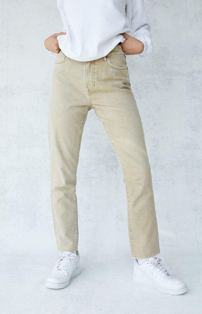 Jean mom on sale beige femme