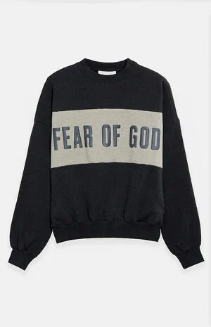 Iron Grey Heather Paneled Cropped Relaxed Sweatshirt image number 1