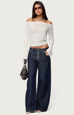 Alef Sheer Lace Off Shoulder Top image number 5