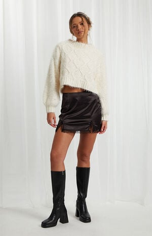 Satin Lace Mini Skirt image number 1