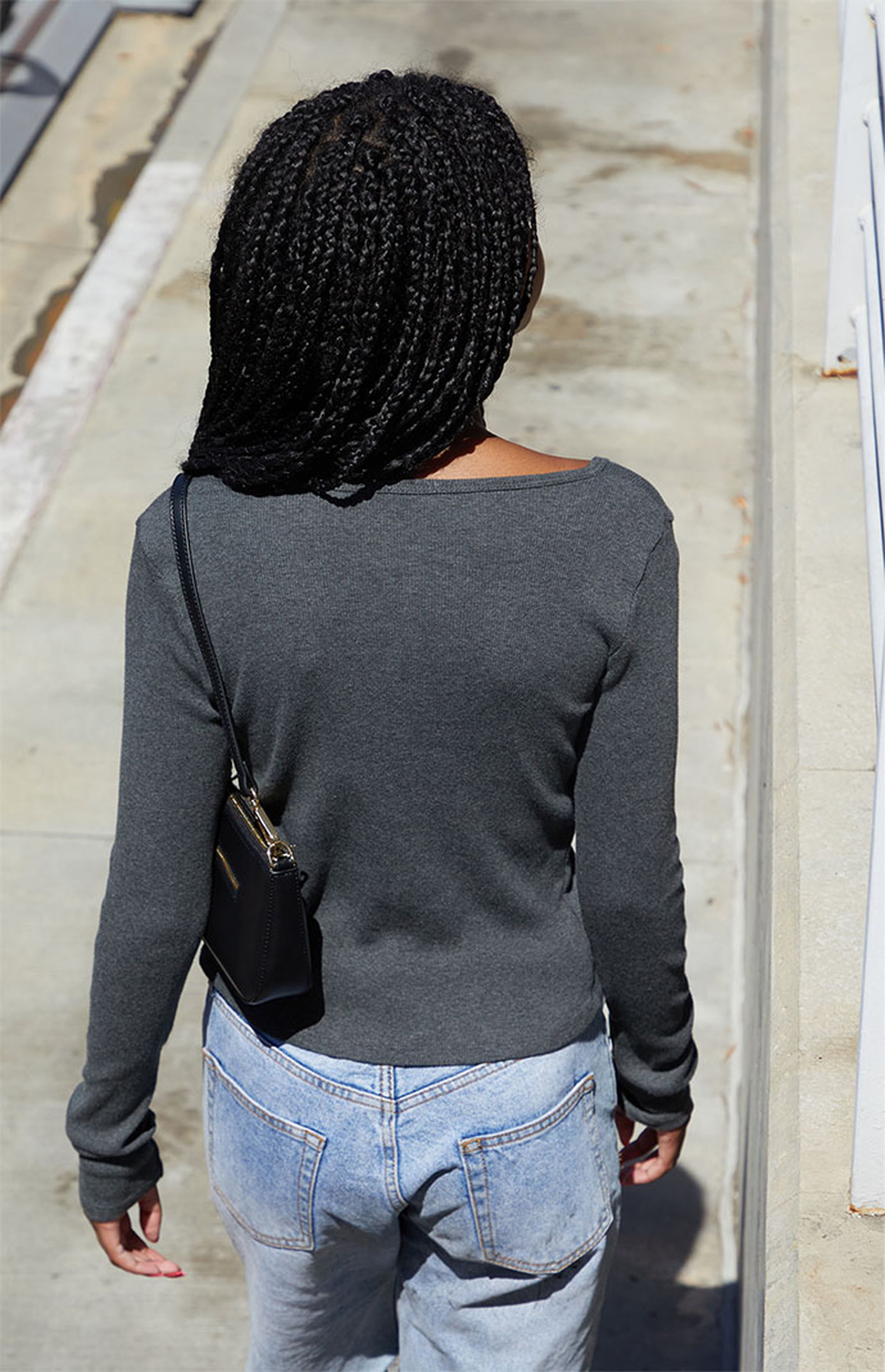 John Galt Gray Zelly Button Long Sleeve Top PacSun