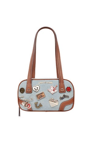 Arbor Multi Pin Logo Denim Satchel Bag image number 1