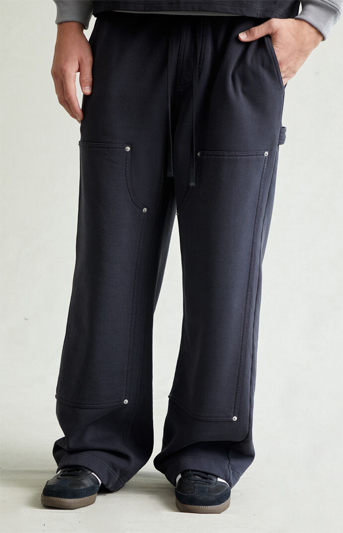 Pacsun Black Paneled Carpenter Fleece Extreme Baggy Sweatpants