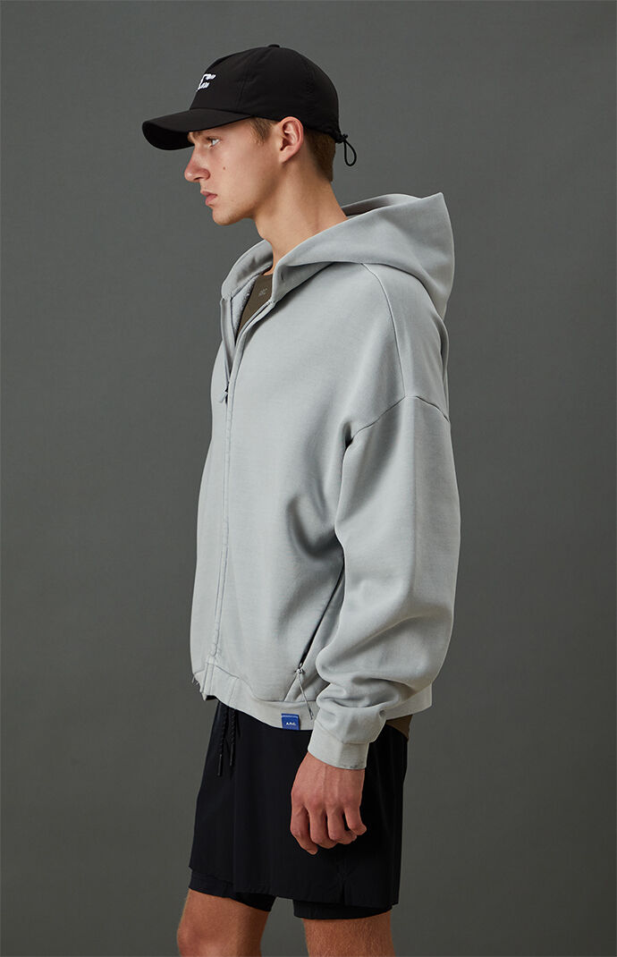 A.R.C. Gray Vintage Wash Heavyweight Fleece Zip Up Hoodie