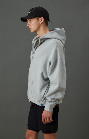 Gray Vintage Wash Heavyweight Fleece Zip Up Hoodie image number 3