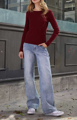 Burgundy Leah Long Sleeve Top image number 2