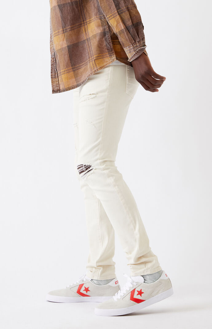 Off White Ripped Skinny Jeans