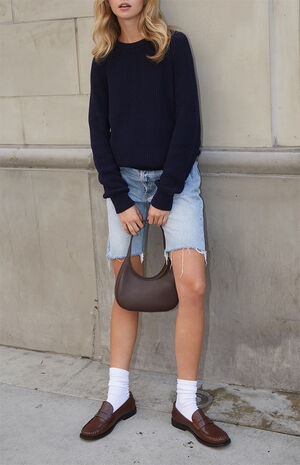 Blue Knit Pullover Sweater image number 4