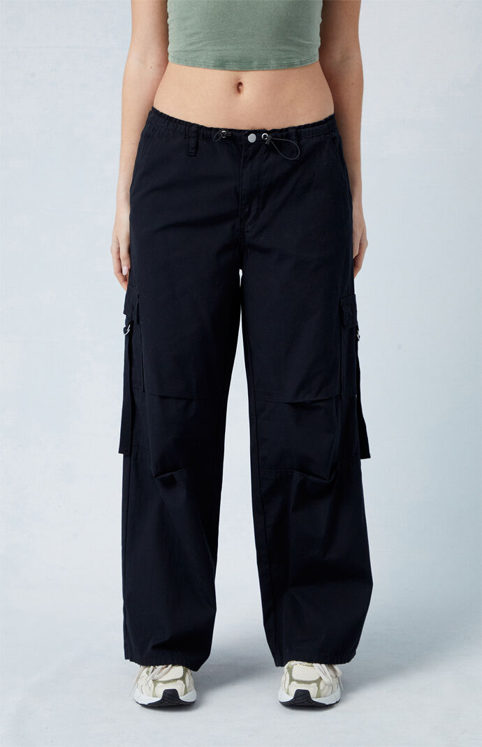 PacSun Black Toggle Baggy Cargo Pants PacSun
