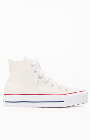 Women's White Stars Chuck Taylor All Star Lift High Top Sneakers image number 1
