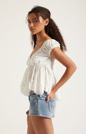 Tatum Ultimate Low Rise Denim Micro Shorts Stretch Medium Blue image number 4