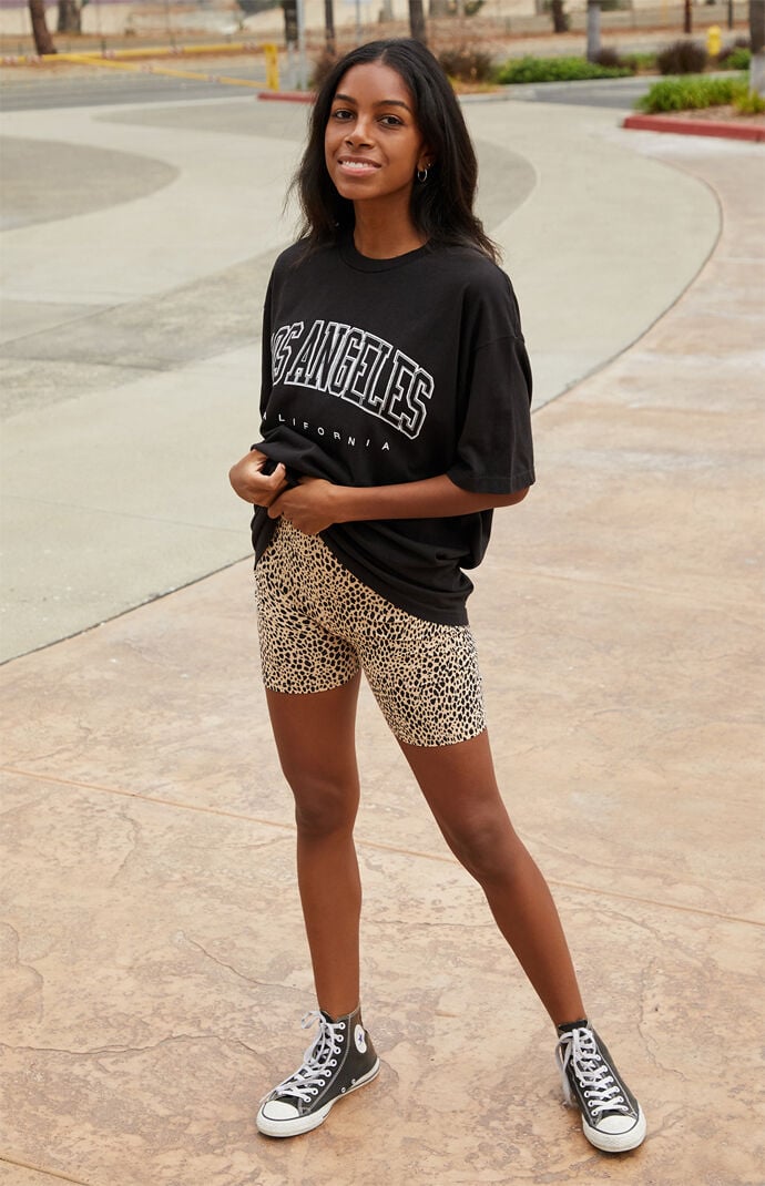 Black cheetah biker shorts hotsell