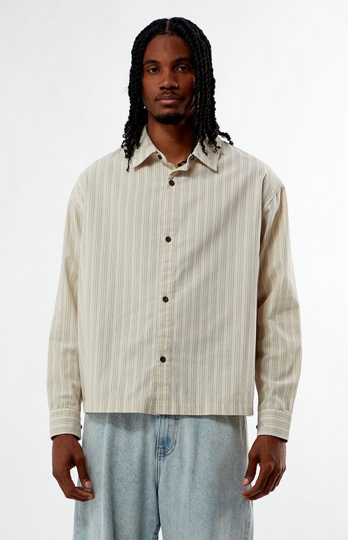 Pacsun Oxford Striped Long Sleeve Button Down Shirt