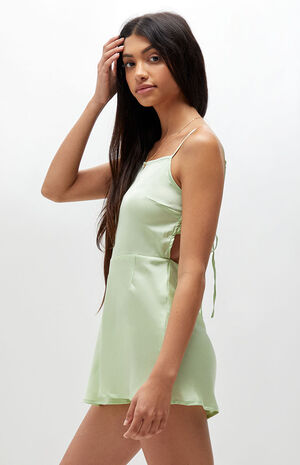 Mint Satin Romper image number 2