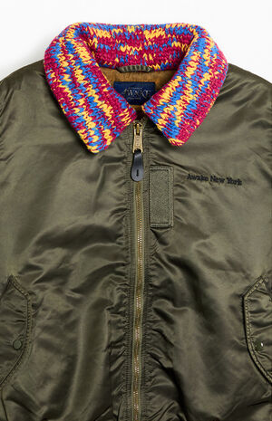 MA-1 Knit Trimmed Washed Bomber Jacket image number 2