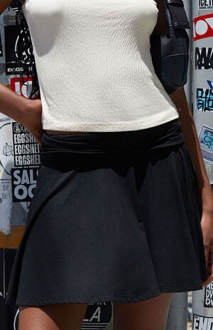 Black Ruched Mini Skirt image number 1