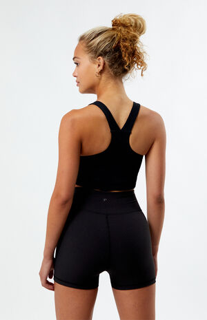 Active Black Billie Ribbed High Waisted Grip Biker Shorts image number 4