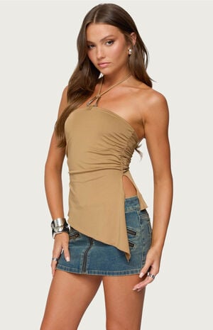 Malena Asymmetric Halter Top image number 2