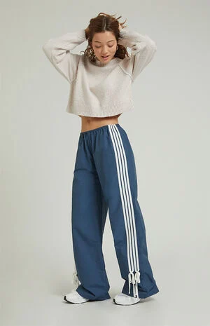 Navy Wide Leg Track Pants image number 1