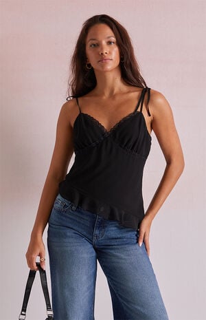 Jessie Asymmetrical Lace Trim Tank Top