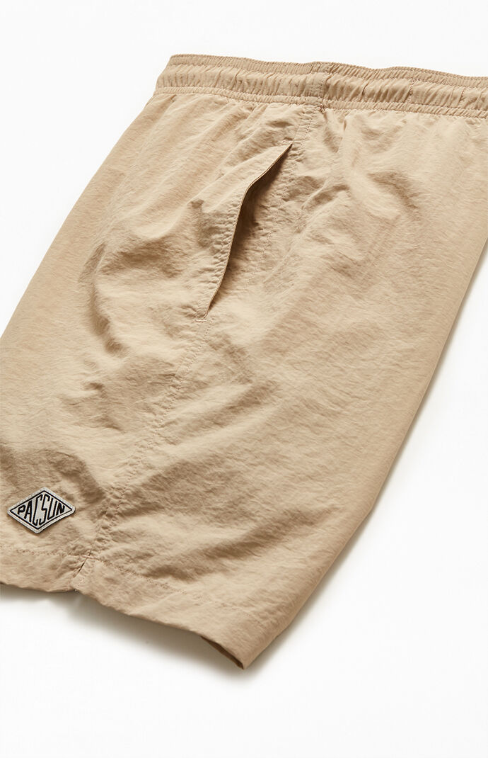 Khaki Solid 17" Swim Trunks