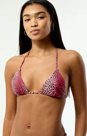 Pink Leopard Summer Ring Triangle Bikini Top image number 5