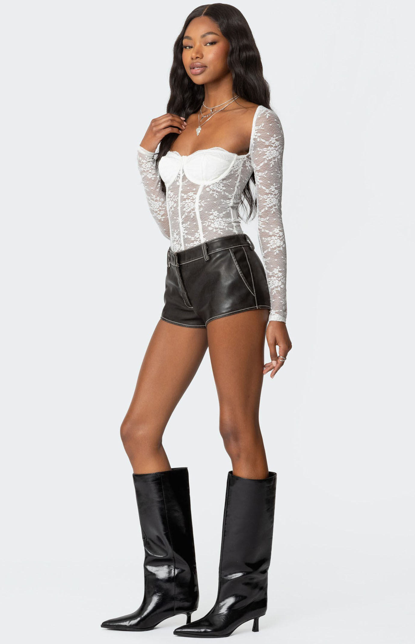 Edikted Ally Sheer Lace Cupped Bodysuit | PacSun