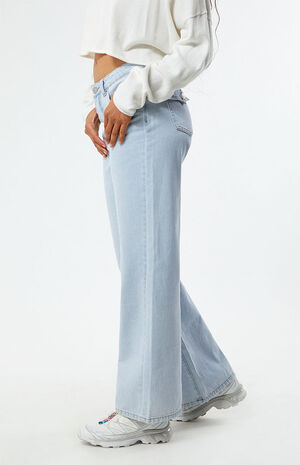 Light Indigo Low Rise Wide Leg Jeans image number 3