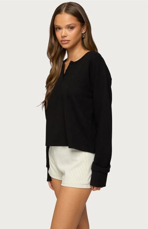 Deni Long Sleeve Henley Waffle Top image number 2